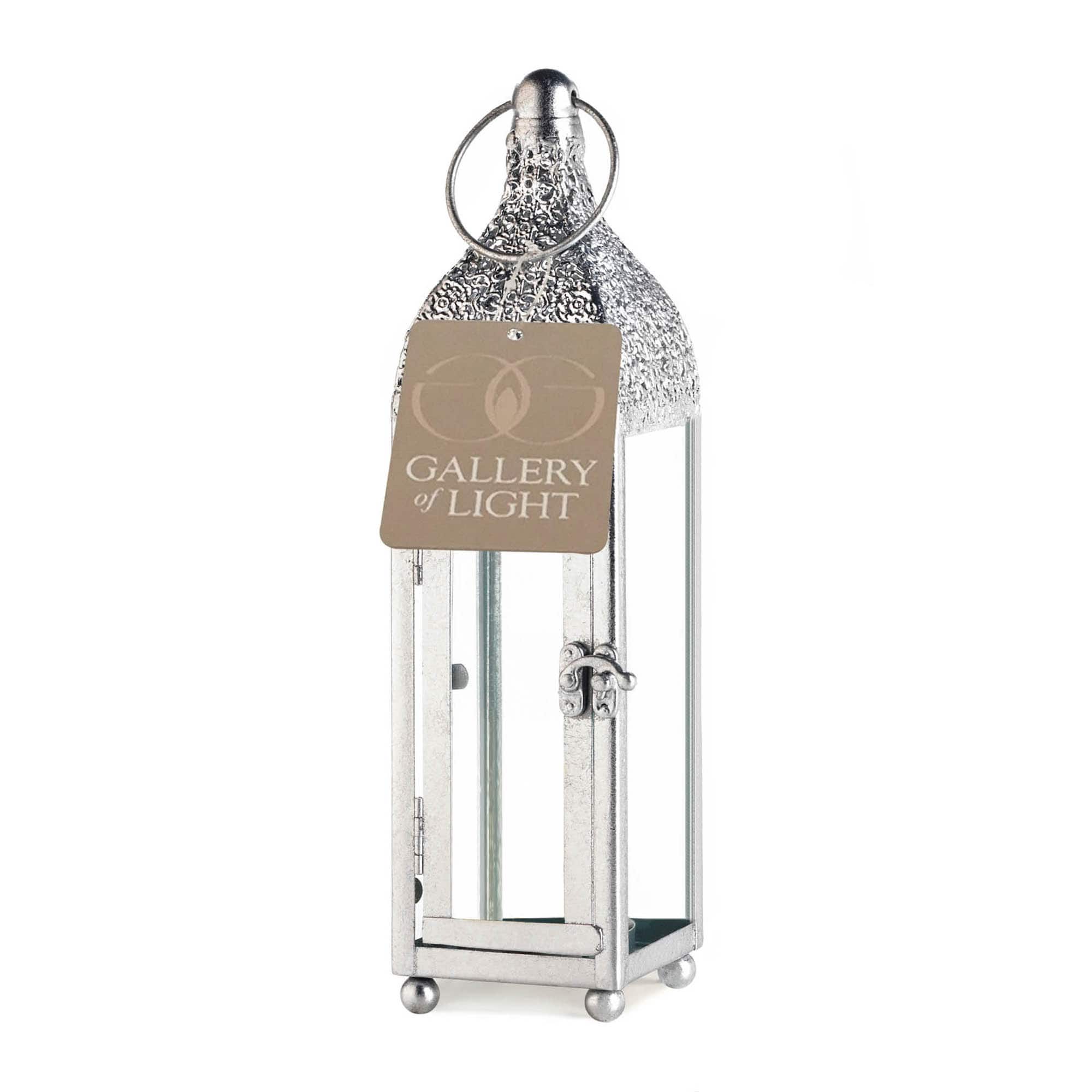11.5" Silver Ornate Candle Lantern